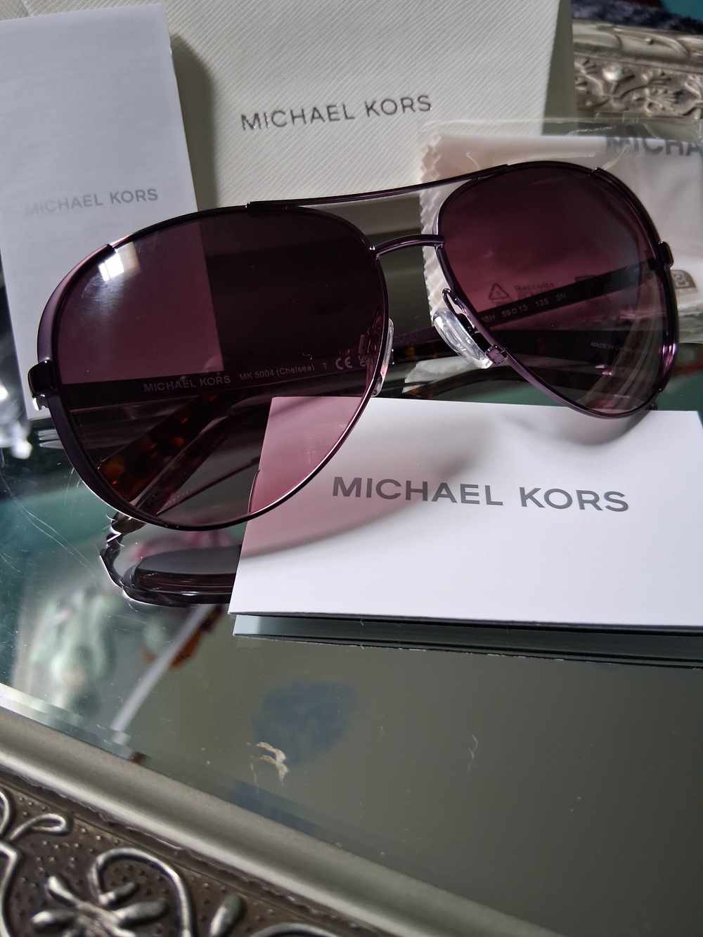Michael Kors Aviator Sunglasses in Plum